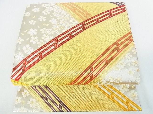 平和屋着物■六通柄袋帯　渡橋舞桜文　金銀糸　逸品　sf1215