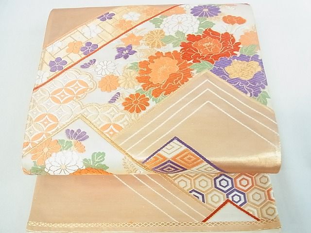 平和屋着物■六通柄袋帯　唐織　吉祥草花文　金銀糸　逸品　sf1248