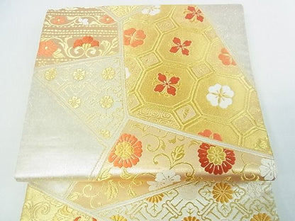 平和屋着物■六通柄袋帯　裂取蜀江更紗文　金銀糸　逸品　sf1249