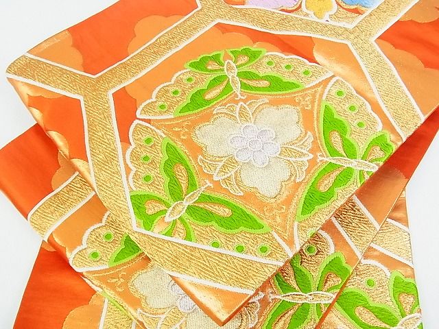 平和屋着物■六通柄袋帯　亀甲花文　金銀糸　逸品　sf1372