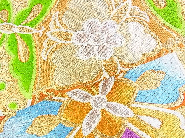 平和屋着物■六通柄袋帯　亀甲花文　金銀糸　逸品　sf1372