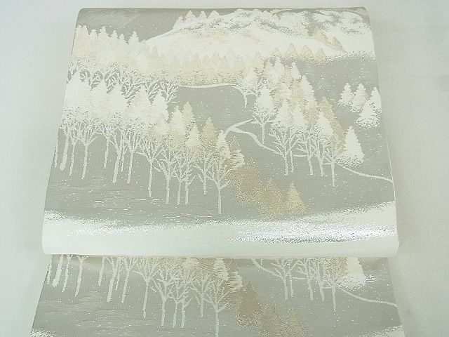 平和屋着物■六通柄袋帯 樹林風景文 金銀糸 逸品 sf1521