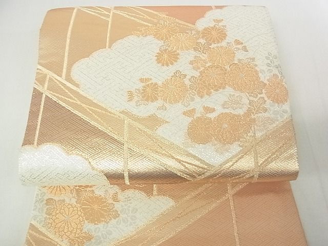 平和屋着物■六通柄袋帯 雲取り菊文 金銀糸 逸品 sf1695