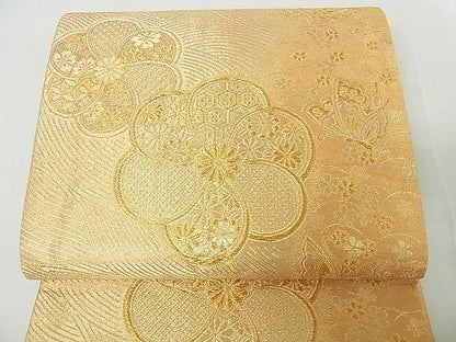 平和屋着物■六通柄袋帯 流水花蝶文 金糸 逸品 sf1728