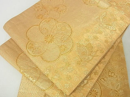 平和屋着物■六通柄袋帯 流水花蝶文 金糸 逸品 sf1728