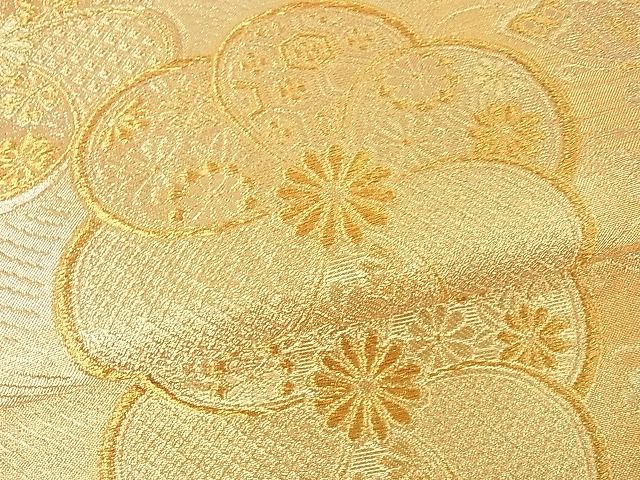 平和屋着物■六通柄袋帯 流水花蝶文 金糸 逸品 sf1728