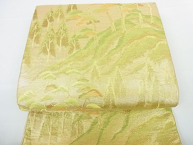 平和屋着物■佐賀錦 六通柄袋帯 樹林風景文 金糸 逸品 sf2311