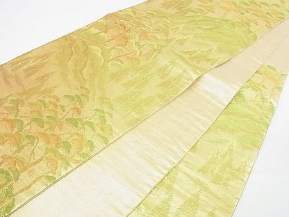 平和屋着物■佐賀錦 六通柄袋帯 樹林風景文 金糸 逸品 sf2311
