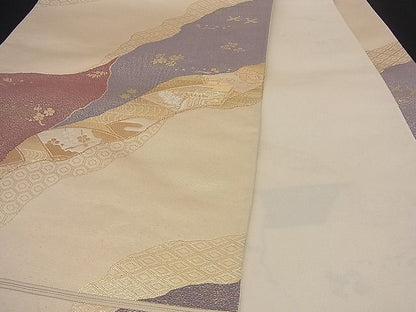 平和屋着物■六通柄袋帯 唐織 道長吉祥花文 金糸 逸品 n-sx0271