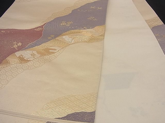 平和屋着物■六通柄袋帯 唐織 道長吉祥花文 金糸 逸品 n-sx0271
