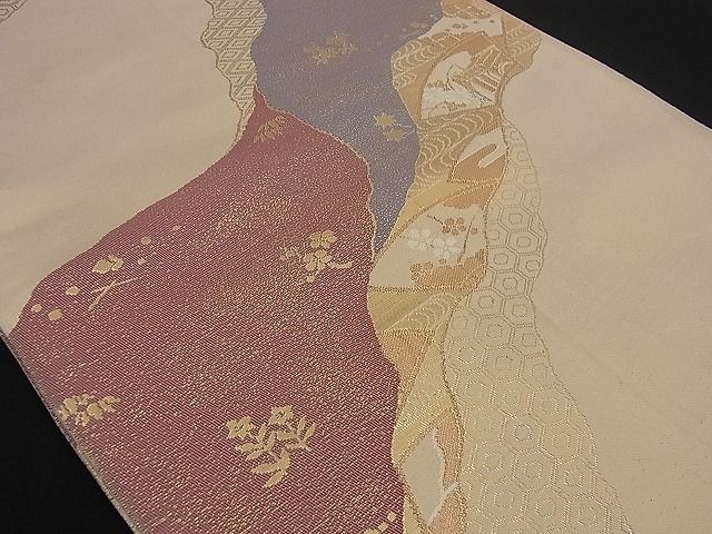平和屋着物■六通柄袋帯 唐織 道長吉祥花文 金糸 逸品 n-sx0271