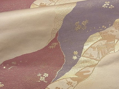 平和屋着物■六通柄袋帯 唐織 道長吉祥花文 金糸 逸品 n-sx0271