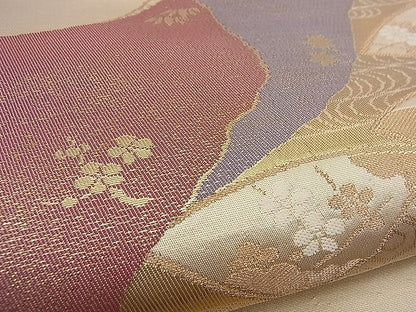 平和屋着物■六通柄袋帯 唐織 道長吉祥花文 金糸 逸品 n-sx0271