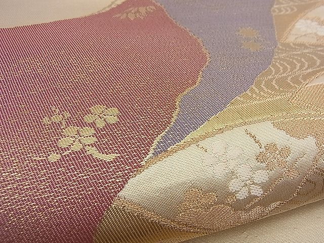平和屋着物■六通柄袋帯 唐織 道長吉祥花文 金糸 逸品 n-sx0271