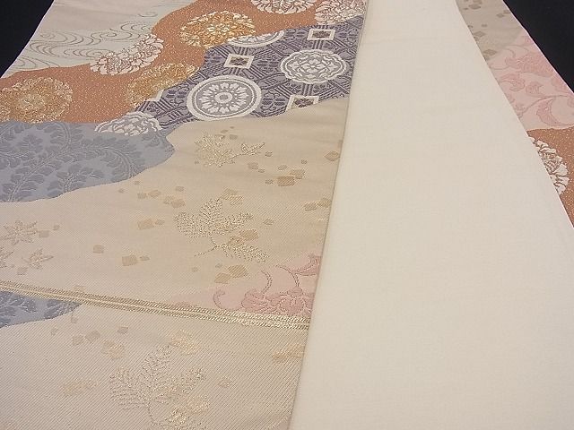 平和屋着物■六通柄袋帯 唐織 道長吉祥花文 金銀糸 逸品 n-sx0300