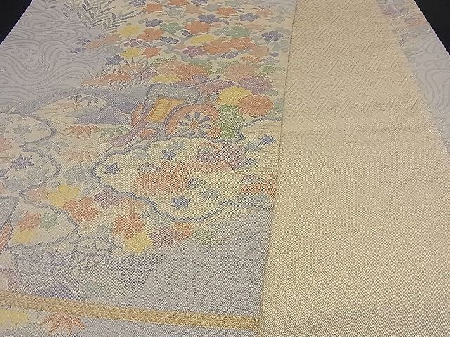 平和屋着物■佐賀錦 六通柄袋帯 御所車流水花文 金通し地 逸品 n-sx0314