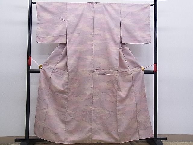平和屋着物■上質なお召　雲重ね文　逸品　n-sx0520