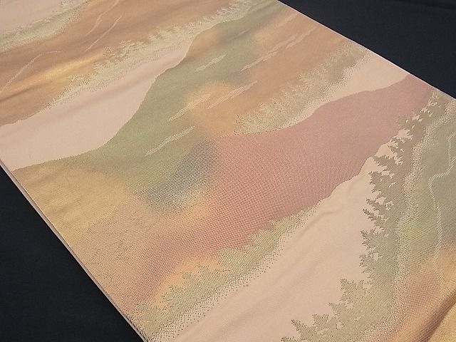 平和屋着物■六通柄袋帯 遠山樹林文 金糸 逸品 n-sx0699