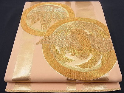 平和屋着物■六通柄袋帯 鳳凰桐丸文 金糸 逸品 n-sx0769