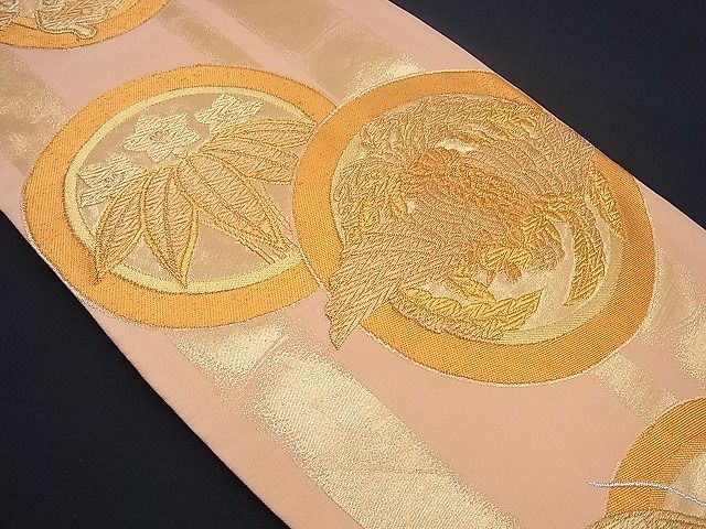 平和屋着物■六通柄袋帯 鳳凰桐丸文 金糸 逸品 n-sx0769