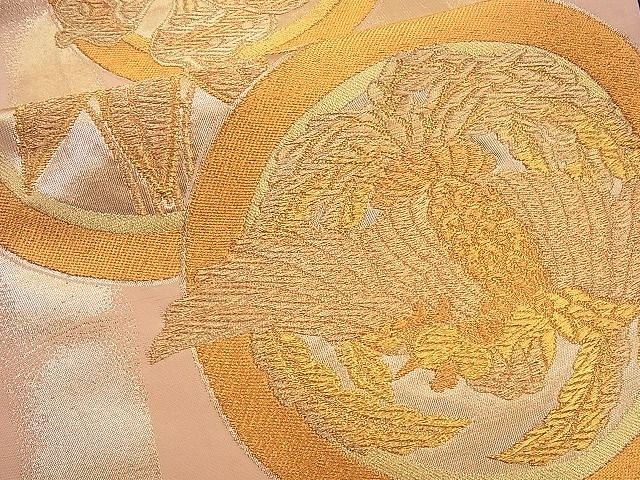 平和屋着物■六通柄袋帯 鳳凰桐丸文 金糸 逸品 n-sx0769