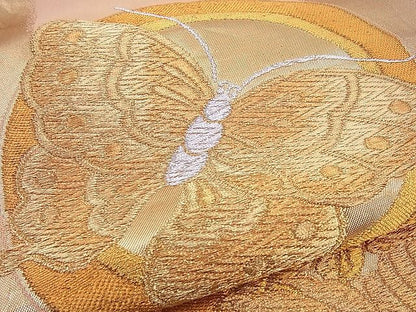 平和屋着物■六通柄袋帯 鳳凰桐丸文 金糸 逸品 n-sx0769