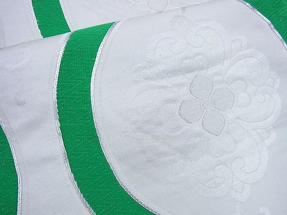 平和屋着物■西陣 六通柄袋帯 唐織 駒刺繍 立涌花文 銀糸 逸品 n-sx0803