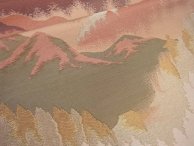 平和屋着物■六通柄袋帯 遠山風景文 金糸 逸品 n-sx0811