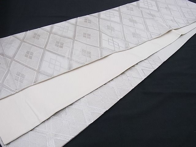 平和屋着物■六通柄袋帯 菱吉祥文 銀糸 逸品 n-sx0829