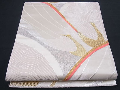 平和屋着物■六通柄袋帯 立波群鶴文 金銀糸 逸品 n-sx0832