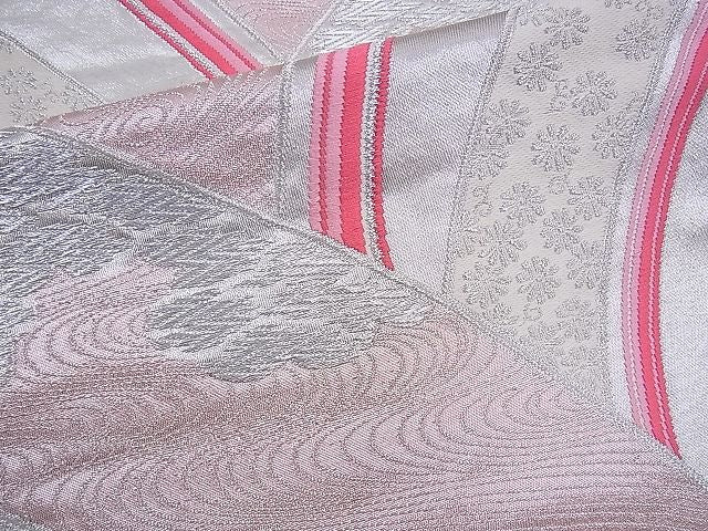 平和屋着物■六通柄袋帯 唐織 流水吉祥花文 銀糸 逸品 n-sx0837