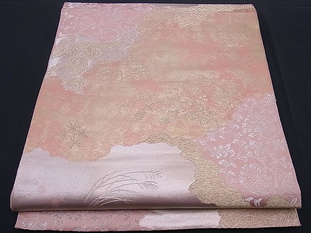 平和屋着物■六通柄袋帯 道長花唐草文 はく錦 金銀糸 逸品 n-sx0848