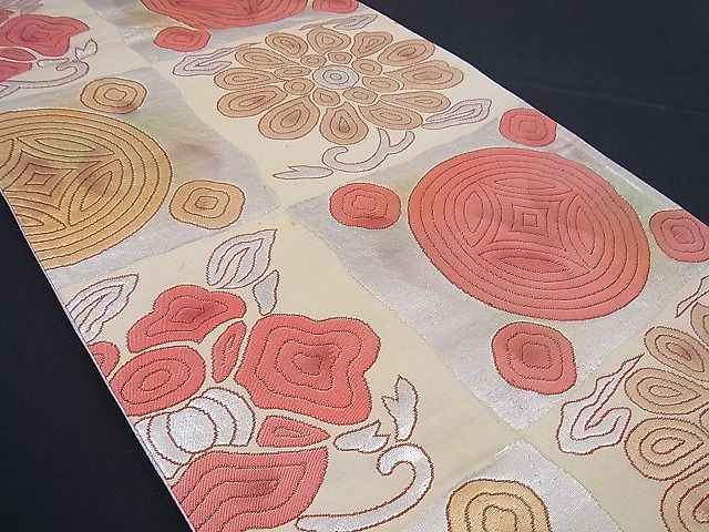 平和屋着物■六通柄袋帯 変わり市松吉祥文 金糸 逸品 n-sx0871