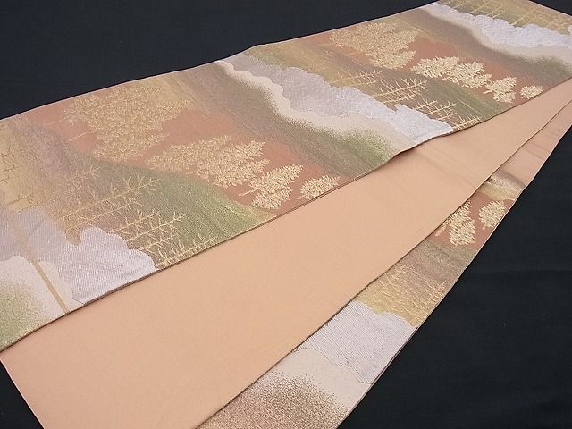 平和屋着物■六通柄袋帯 道長樹林文 金銀糸 逸品 n-sx0882