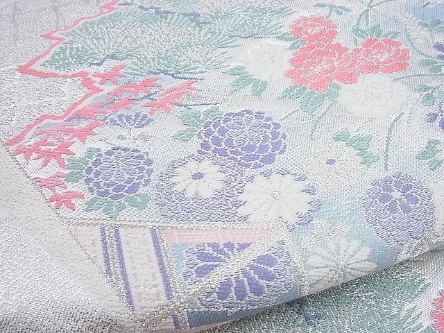 平和屋着物■六通柄袋帯 唐織 冊子風景文 銀糸 逸品 n-sx0993