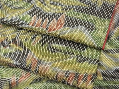 平和屋着物■上質なお召　エ霞遠山文　逸品　n-sx1097