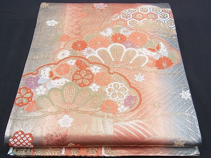 平和屋着物■六通柄袋帯 唐織 笠松舞蝶花文 金糸 逸品 n-sx1105