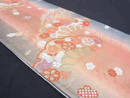 平和屋着物■六通柄袋帯 唐織 笠松舞蝶花文 金糸 逸品 n-sx1105