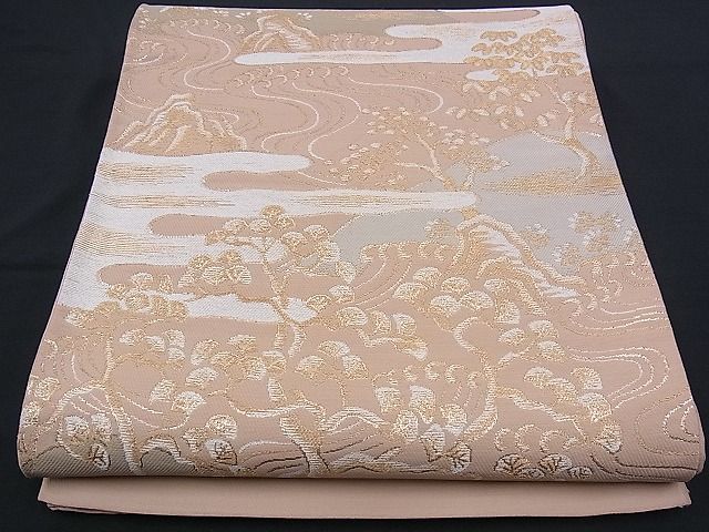 平和屋着物■六通柄袋帯 エ霞浜松文 金糸 n-sx1135