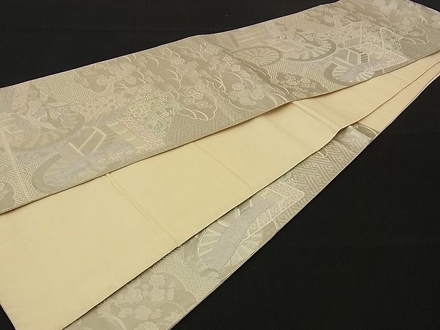 平和屋着物■六通柄袋帯 桃山絵巻文様 プラチナ箔 逸品 n-sx1207