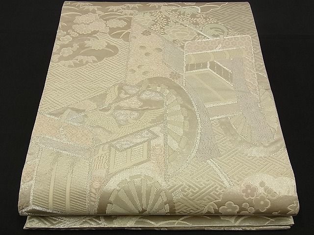 平和屋着物■六通柄袋帯 桃山絵巻文様 プラチナ箔 逸品 n-sx1207