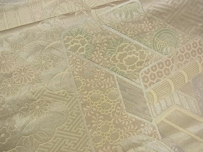 平和屋着物■六通柄袋帯 桃山絵巻文様 プラチナ箔 逸品 n-sx1207