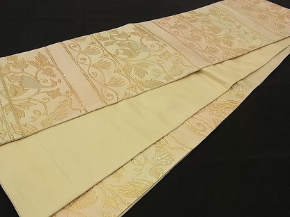 平和屋着物■六通柄袋帯 葡萄蔦の葉鳥文 金銀糸 逸品 n-sx1209