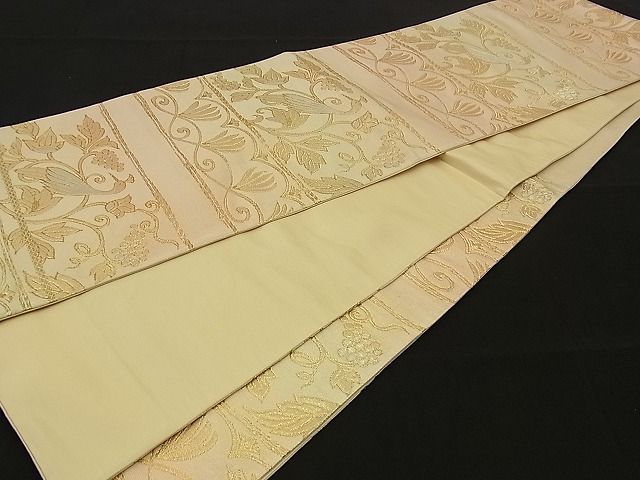 平和屋着物■六通柄袋帯 葡萄蔦の葉鳥文 金銀糸 逸品 n-sx1209