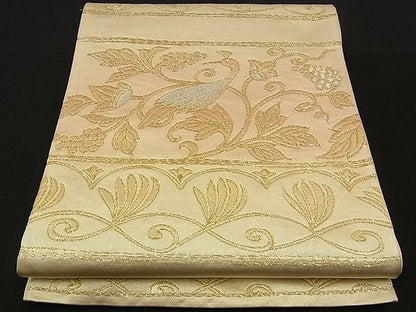 平和屋着物■六通柄袋帯 葡萄蔦の葉鳥文 金銀糸 逸品 n-sx1209