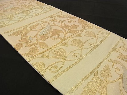 平和屋着物■六通柄袋帯 葡萄蔦の葉鳥文 金銀糸 逸品 n-sx1209