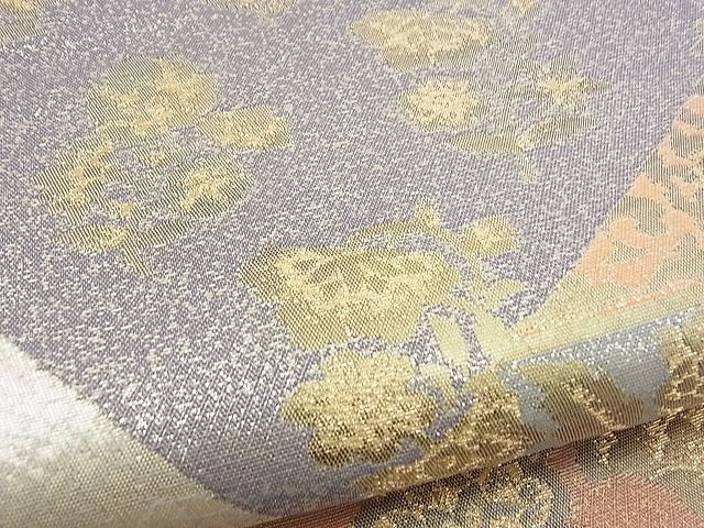 平和屋着物■六通柄袋帯 切嵌吉祥更紗花文 銀糸 逸品 n-sx1302