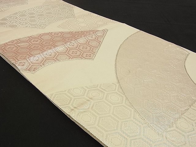 平和屋着物■六通柄袋帯 地紙重ね吉祥亀甲文 銀糸 逸品 n-sx1304