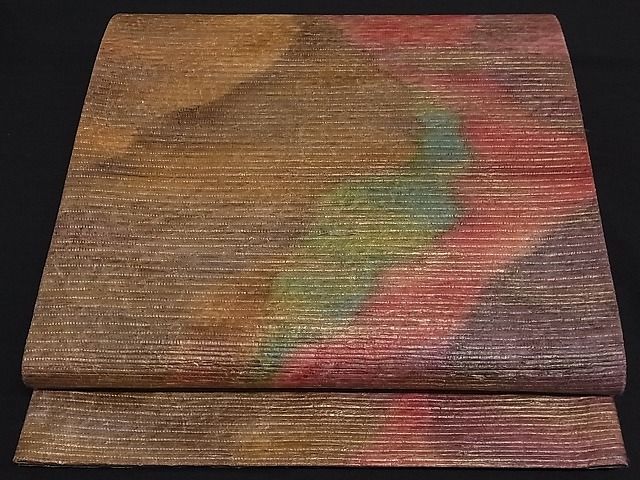 平和屋着物□六通柄袋帯 霞文 金糸 正絹 逸品 A-sx6287