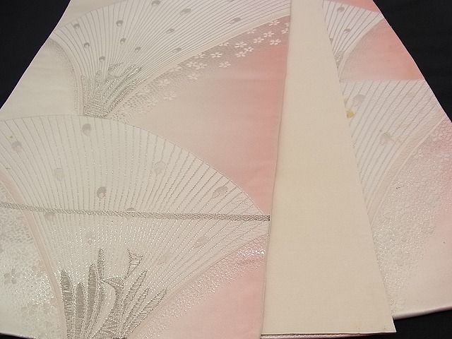平和屋着物■六通柄袋帯 唐織 孔雀舞花文 銀糸 逸品 n-td0066